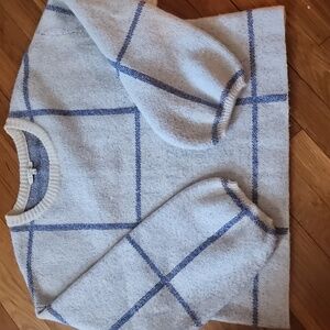Z Supply Beige and Navy Plaid Sweater